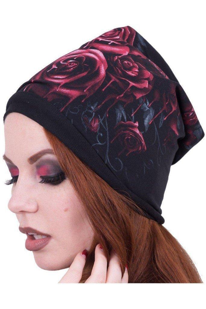 Blood Rose - Light Cotton Beanies Black-Spiral-Dark Fashion Clothing