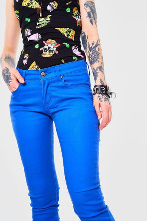 Blue Mono Drainpipe Jeans-Jawbreaker-Dark Fashion Clothing