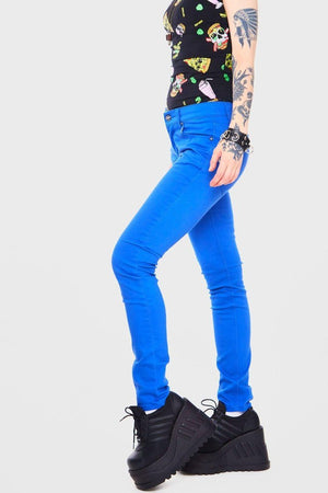 Blue Mono Drainpipe Jeans-Jawbreaker-Dark Fashion Clothing