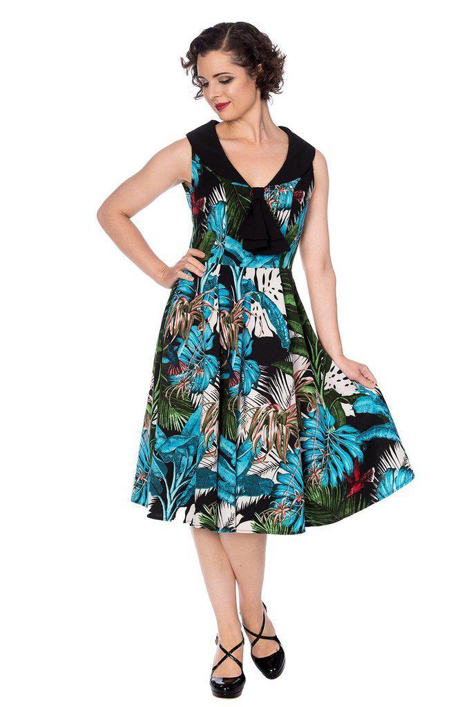Blue Tropics Dress-Banned-Dark Fashion Clothing