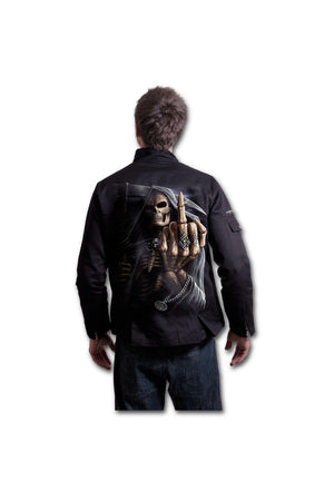 Bone Finger - Lined Biker Jacket Black-Spiral-Dark Fashion Clothing
