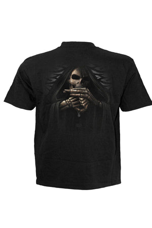 Bone Finger - T-Shirt Black-Spiral-Dark Fashion Clothing