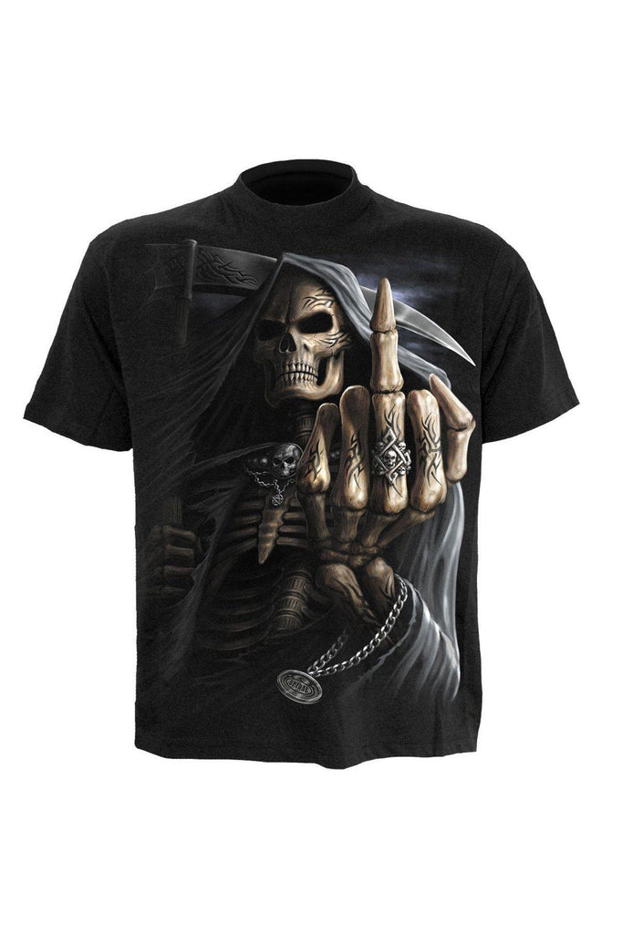 Bone Finger - T-Shirt Black-Spiral-Dark Fashion Clothing