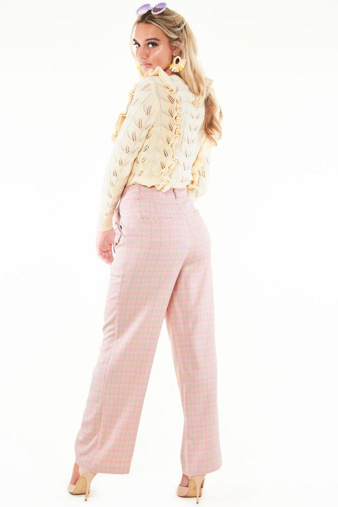 Bow Pocket Pink Plaid Trousers-Voodoo Vixen-Dark Fashion Clothing