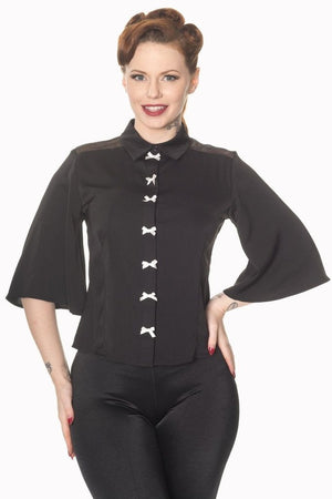 Bows Delight Blouse-Banned-Dark Fashion Clothing