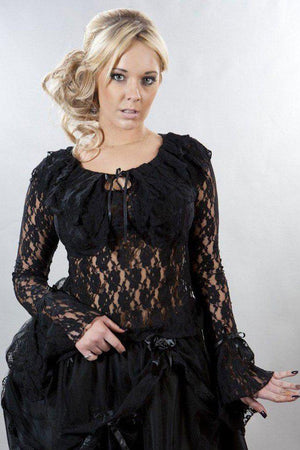 Brenda Long Sleeve Top In Lace-Burleska-Dark Fashion Clothing