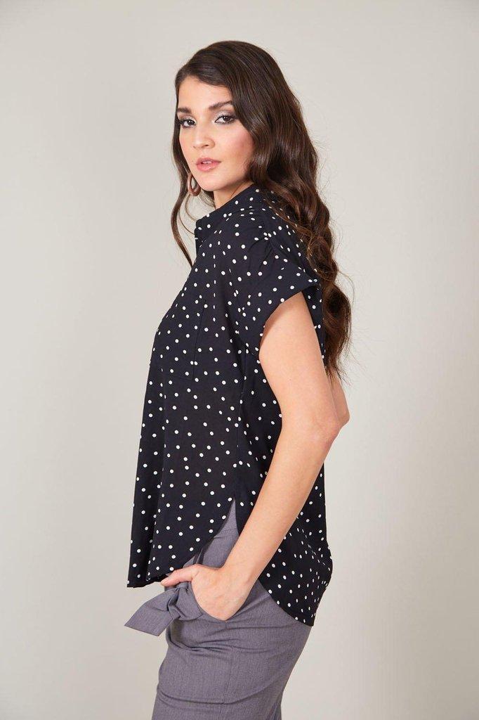 Brie Brie Polka Dot Shirt-Voodoo Vixen-Dark Fashion Clothing