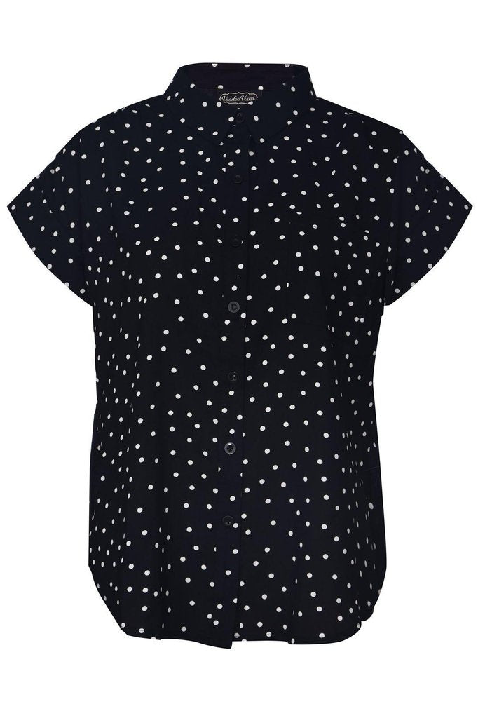Brie Brie Polka Dot Shirt-Voodoo Vixen-Dark Fashion Clothing