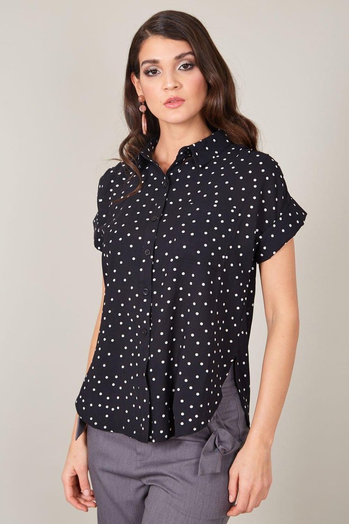 Brie Brie Polka Dot Shirt-Voodoo Vixen-Dark Fashion Clothing