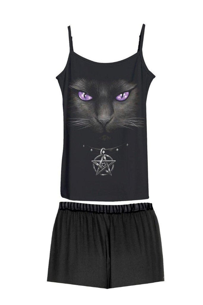 Bright Eyes - 4Pc Gothic Pyjama Set-Spiral-Dark Fashion Clothing