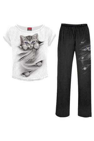 Bright Eyes - 4Pc Gothic Pyjama Set-Spiral-Dark Fashion Clothing