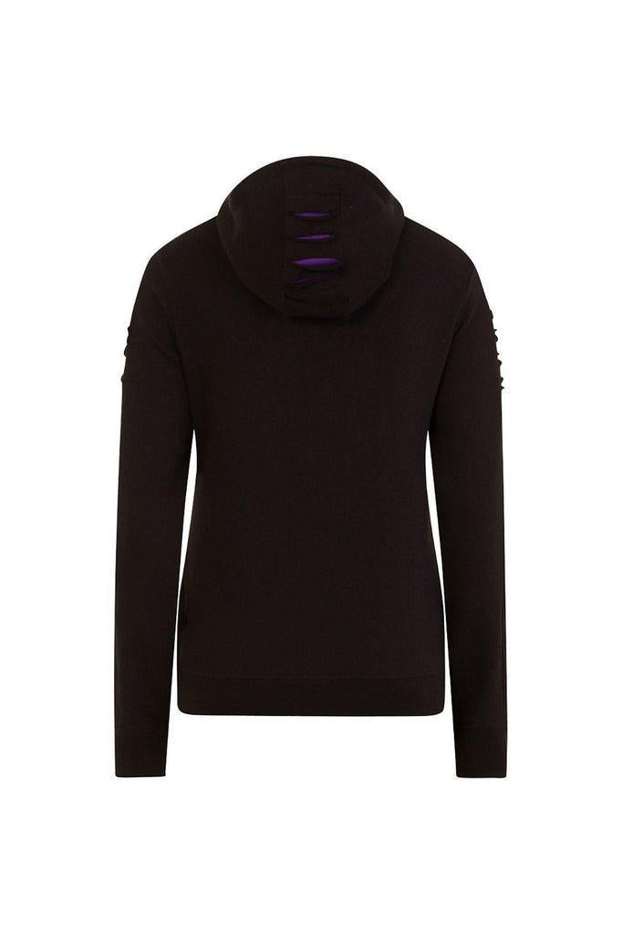 Bright Eyes - Large Hood Ripped Hoody Purple-Black-Spiral-Dark Fashion Clothing