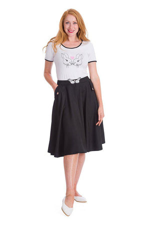 Bunny Hop Knit Flare Skirt-Banned-Dark Fashion Clothing