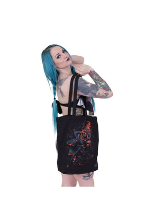 Burnt Rose - Bag 4 Life - Canvas 80Z Long Handle Tote Bag-Spiral-Dark Fashion Clothing