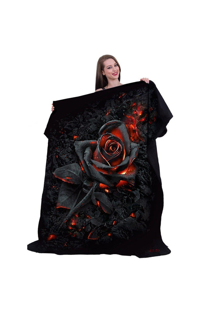 Burnt Rose - Fleece Blanket With Double Sided Print-Spiral-Dark Fashion Clothing