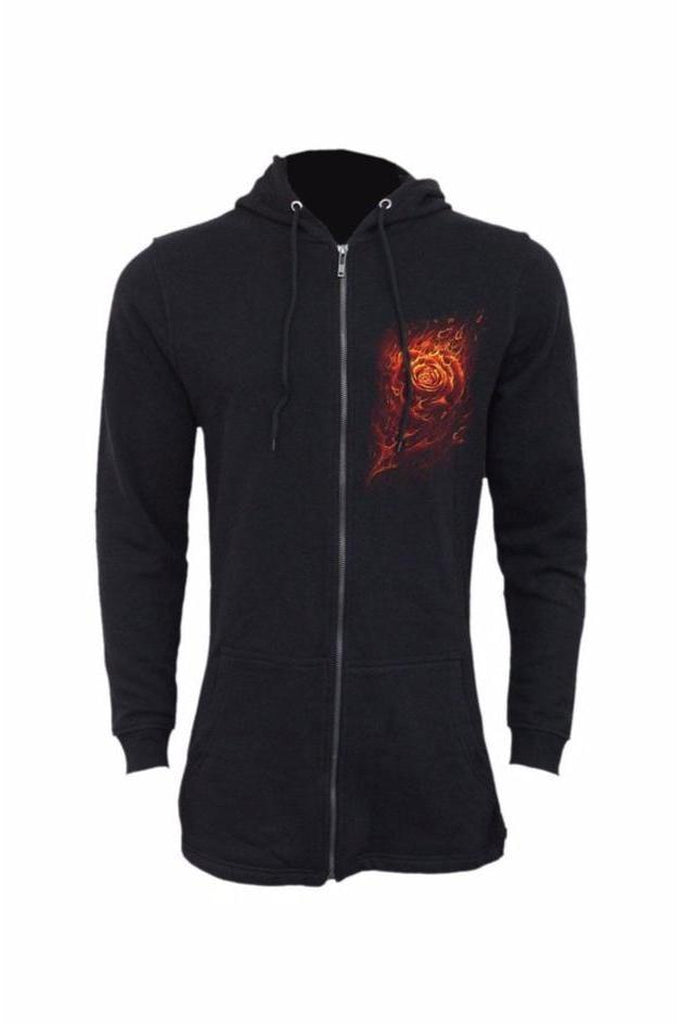 Burnt Rose - Ladies Fish Tail Full Zip Hoody - Zip Sleeve-Spiral-Dark Fashion Clothing