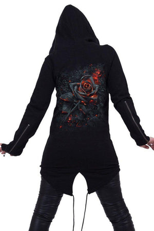 Burnt Rose - Ladies Fish Tail Full Zip Hoody - Zip Sleeve-Spiral-Dark Fashion Clothing