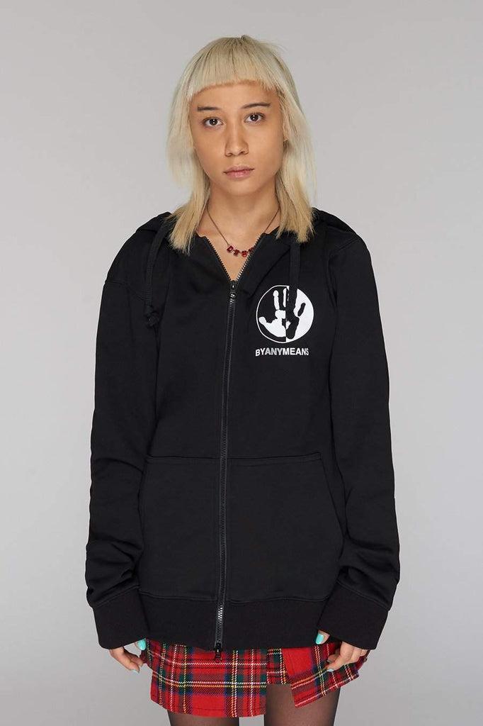 By Any Means Zip Hoodie - Unisex-Long Clothing-Dark Fashion Clothing