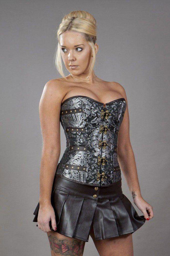 C-Lock Steampunk Overbust Corset In King Brocade-Burleska-Dark Fashion Clothing