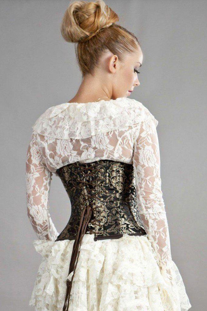 C-Lock Underbust Steampunk Corset In King Brocade-Burleska-Dark Fashion Clothing