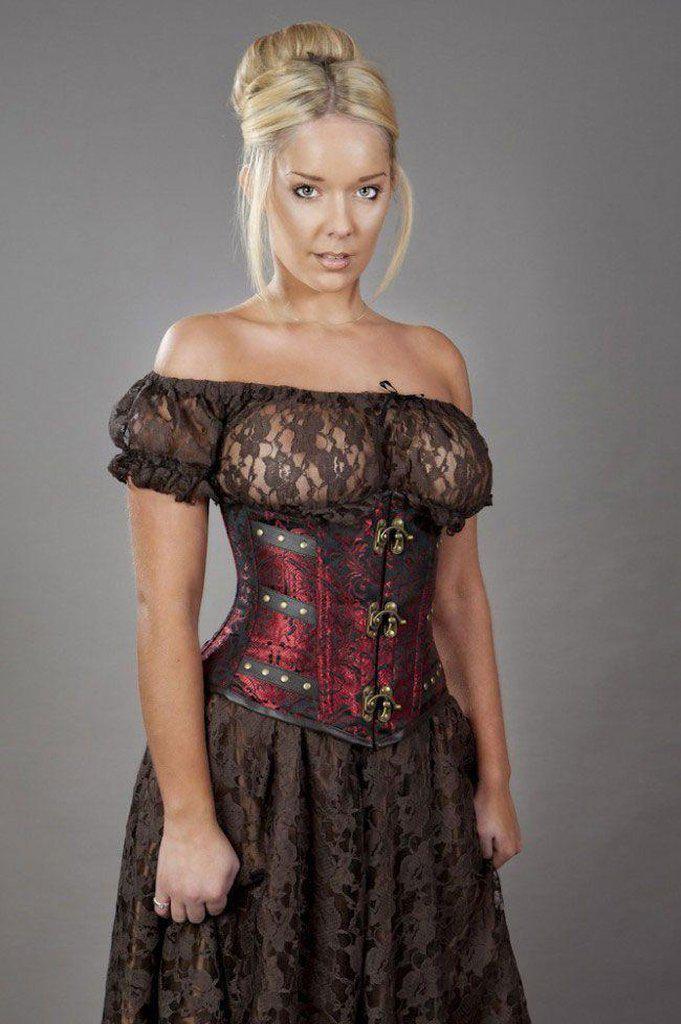 C-Lock Underbust Steampunk Corset In King Brocade-Burleska-Dark Fashion Clothing