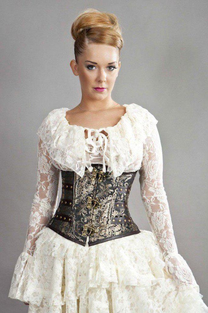 C-Lock Underbust Steampunk Corset In King Brocade-Burleska-Dark Fashion Clothing