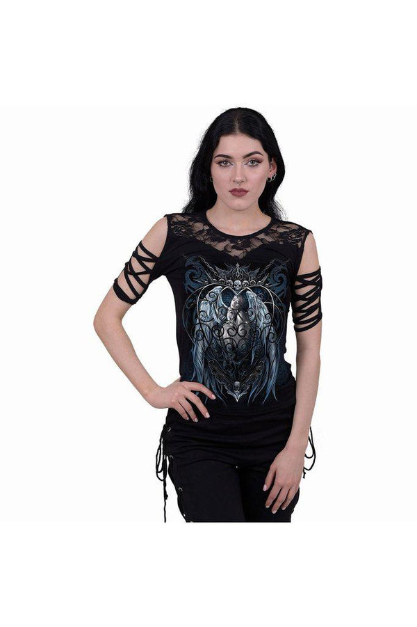 Caged Angel - Lace Shoulder Strap Sleeve - Dark Fashion Clothing