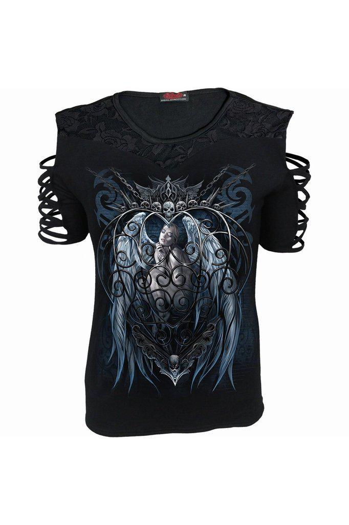 Caged Angel - Lace Shoulder Strap Sleeve-Spiral-Dark Fashion Clothing
