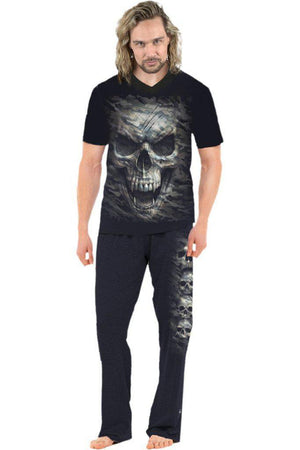 Camo-Skull - 4Pc Mens Gothic Pyjama Set-Spiral-Dark Fashion Clothing