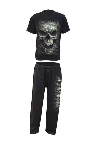 Camo-Skull - 4Pc Mens Gothic Pyjama Set-Spiral-Dark Fashion Clothing