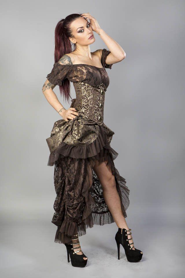 Ophelie Brown King Brocade Steampunk Corset Dress by Burleska - Gothic  Clothing