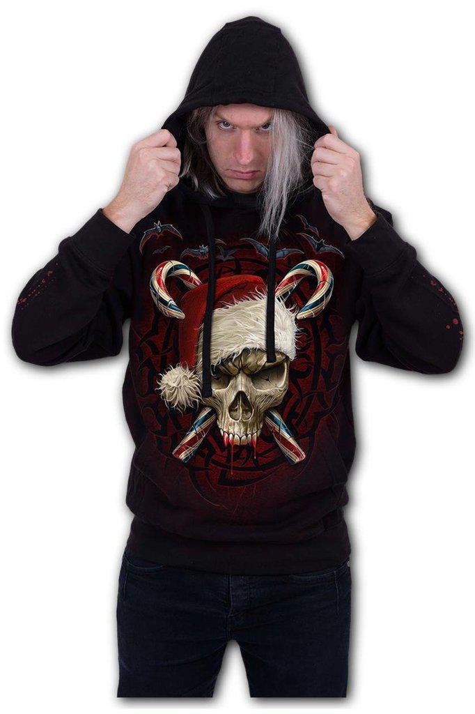 Candy Cane Santa - Hoody Black-Spiral-Dark Fashion Clothing