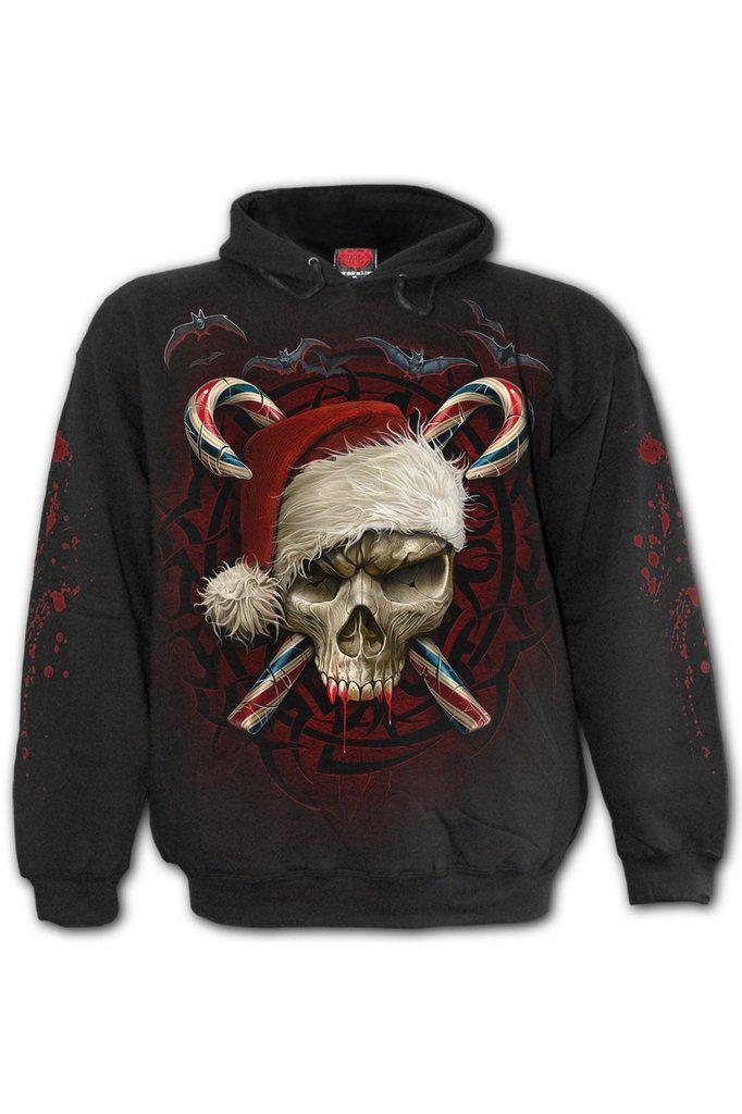 Candy Cane Santa - Hoody Black-Spiral-Dark Fashion Clothing