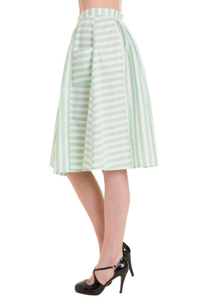 Candy Stripe Skirt-Banned-Dark Fashion Clothing