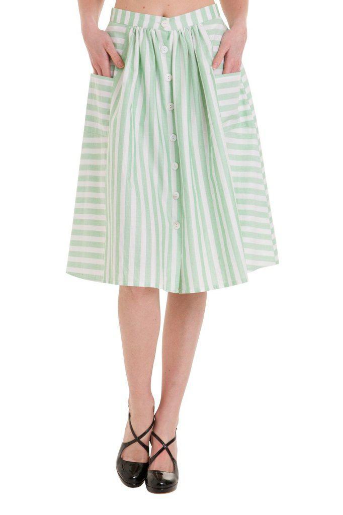 Candy Stripe Skirt-Banned-Dark Fashion Clothing