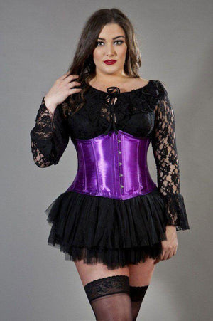 Candy Underbust Plus Size Waist Training Corset In Satin-Burleska-Dark Fashion Clothing