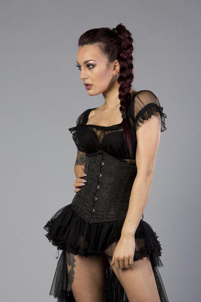 Candy Underbust Steel Boned Waist Training Corset In Brocade-Burleska-Dark Fashion Clothing
