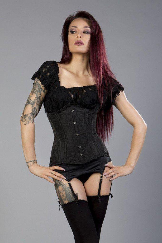 Candy Underbust Steel Boned Waist Training Corset In Brocade-Burleska-Dark Fashion Clothing