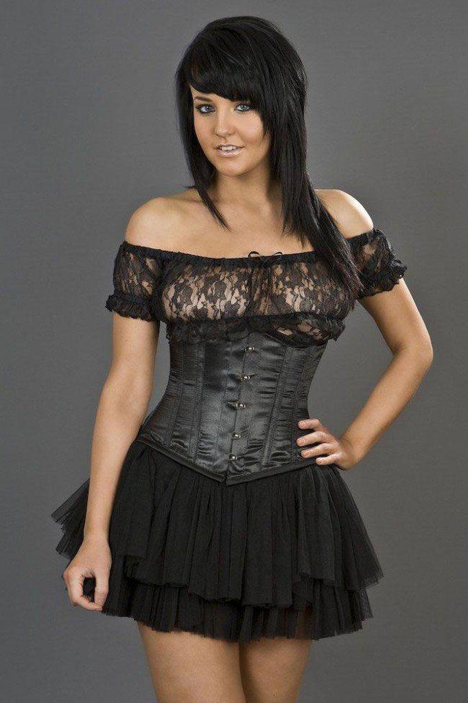 Candy Underbust Steel Boned Waist Training Corset In Satin-Burleska-Dark Fashion Clothing