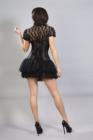 Candy Underbust Steel Boned Waist Training Corset In Satin & Lace Overlay-Burleska-Dark Fashion Clothing