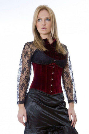 Candy Underbust Waist Training Corset In Velvet-Burleska-Dark Fashion Clothing