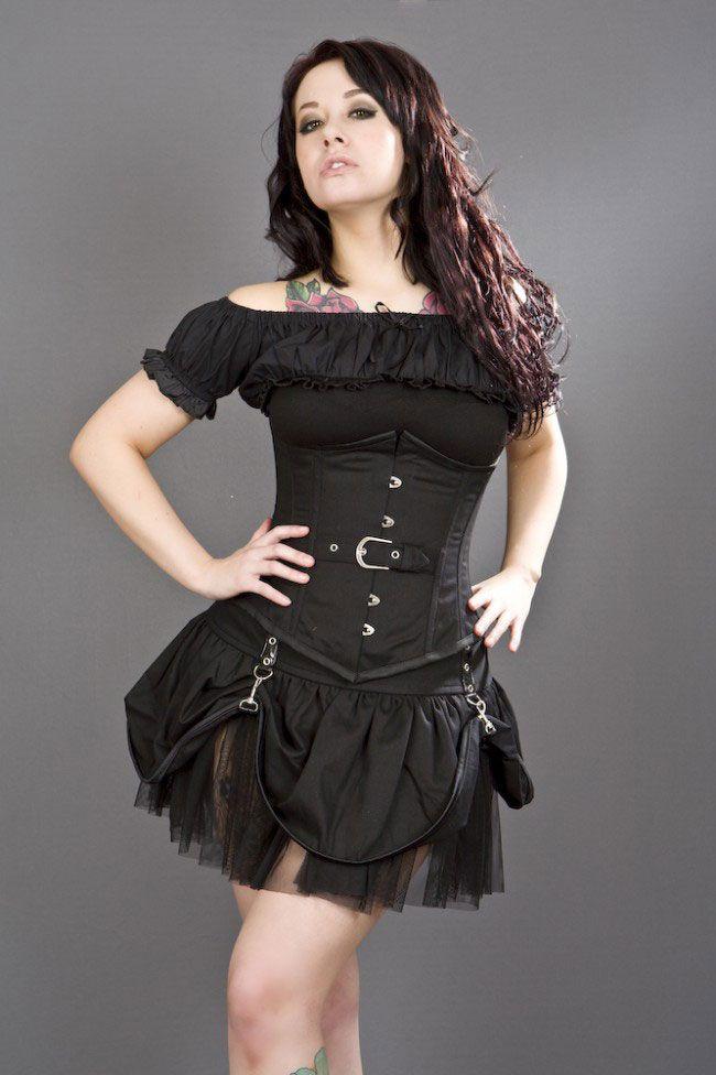 Candy Waist Training Underbust Corset In Black Twill With Front
