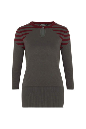 Caroline Striped Sweater-Voodoo Vixen-Dark Fashion Clothing