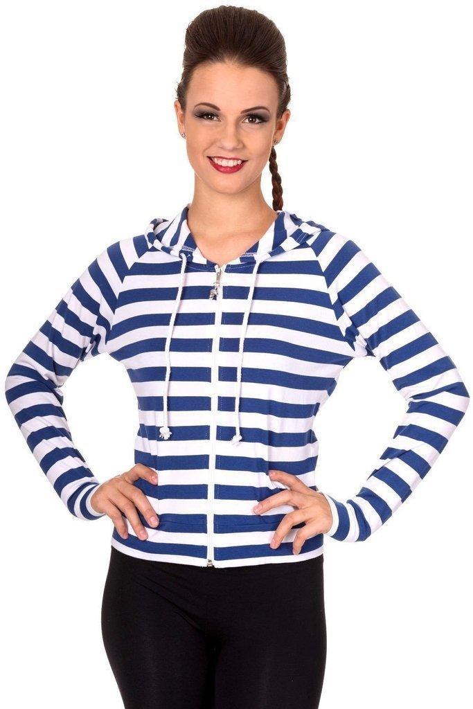 Cat Ears Striped Hoodie-Banned-Dark Fashion Clothing