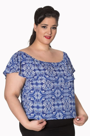 Celestial Off Shoulder Plus Size Top-Banned-Dark Fashion Clothing