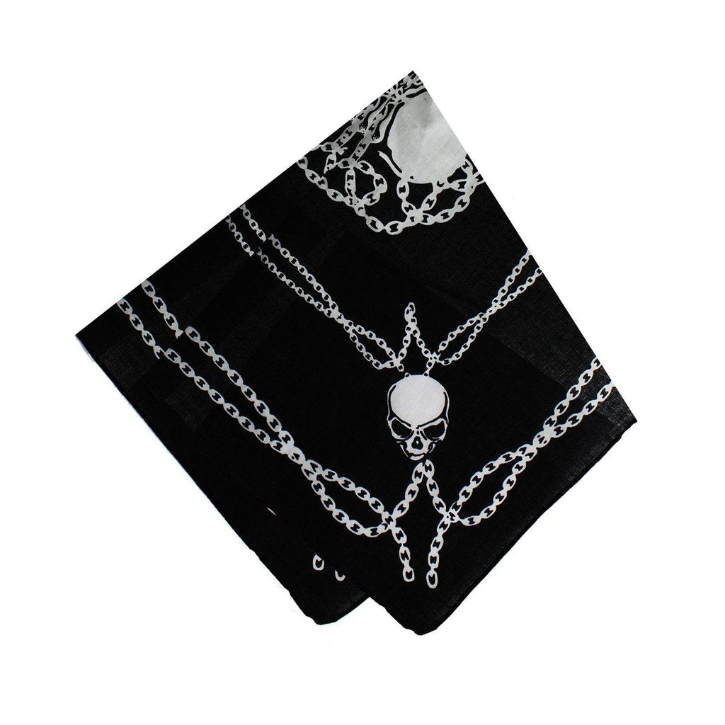 Chains & Skulls Black Cotton Bandana - Dale-Dr Faust-Dark Fashion Clothing