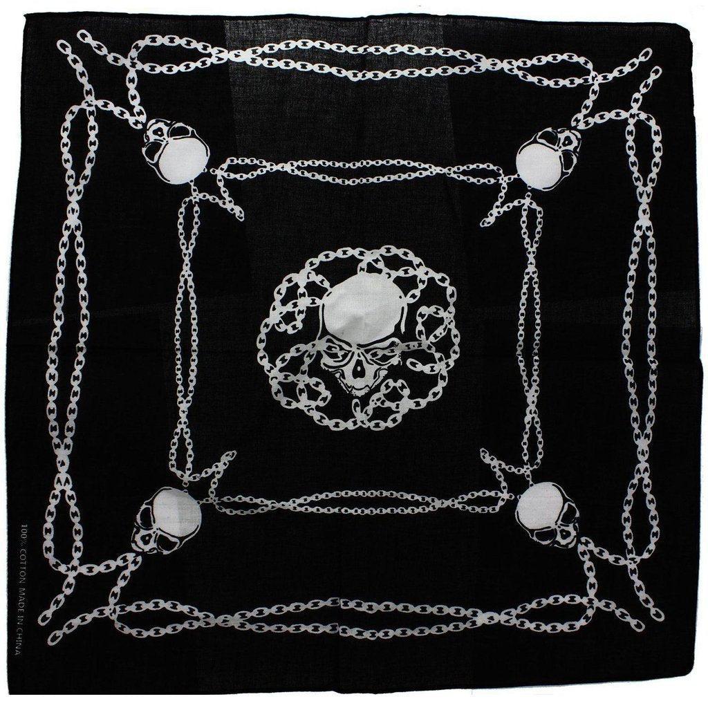 Chains & Skulls Black Cotton Bandana - Dale-Dr Faust-Dark Fashion Clothing