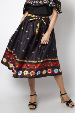 Charlotte Border Print Flare Skirt-Voodoo Vixen-Dark Fashion Clothing