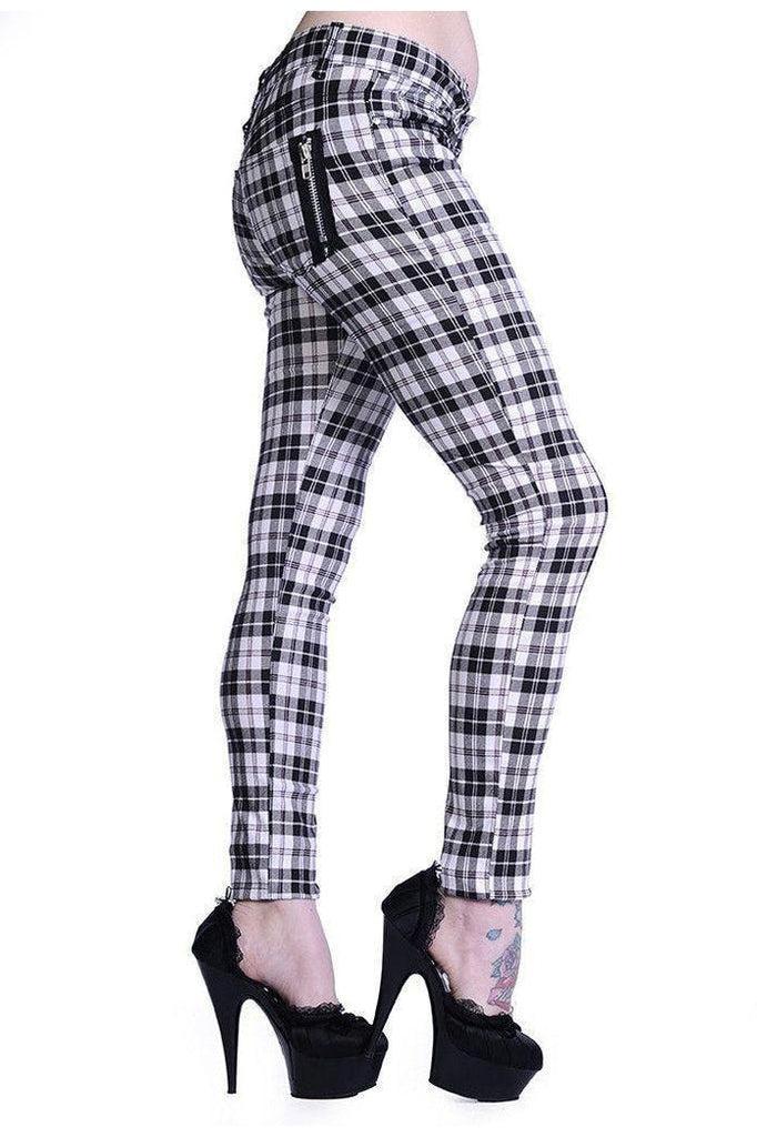Check Skinny Jeans-Banned-Dark Fashion Clothing