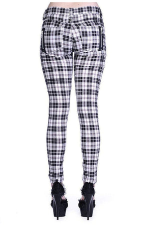 Check Skinny Jeans-Banned-Dark Fashion Clothing